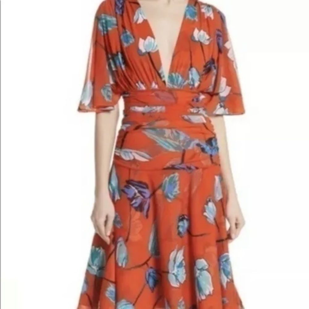 DIANE VON FURSTENBERG Flutter Sleeve Cinch Waist Dress brand new with tags